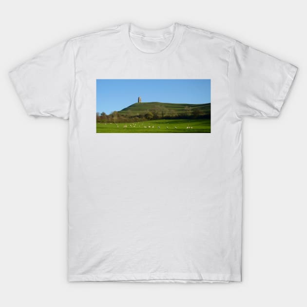 Glastonbury Tor summer vista T-Shirt by stevepaint